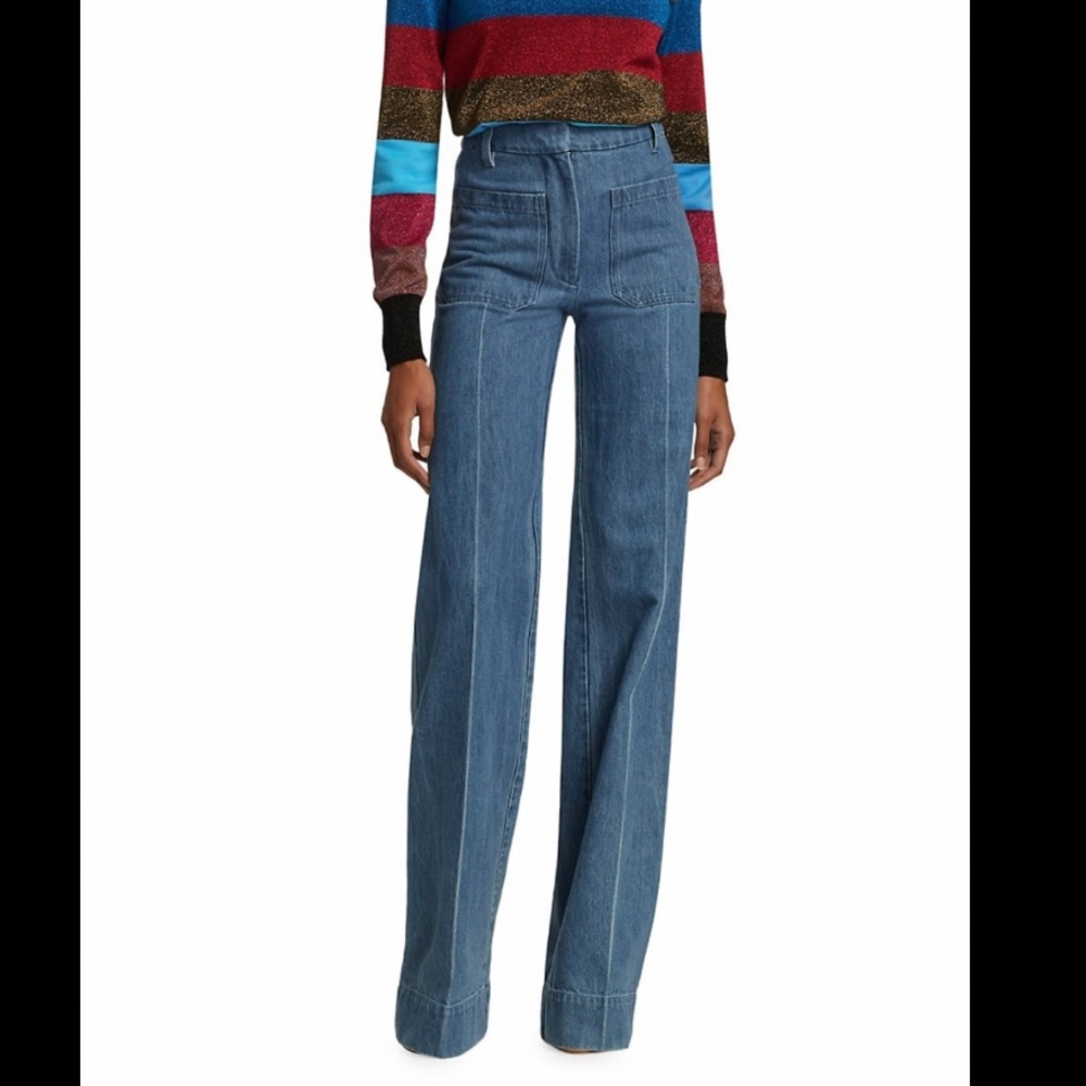 Victoria Beckham High-Waisted Patch Pocket Jeans